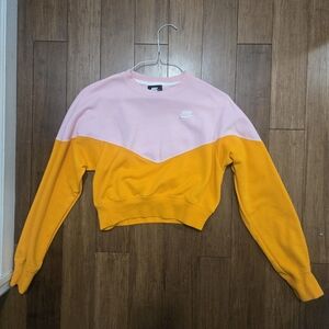 Nike Pink and Yellow Chevron Cropped Sweatshirt